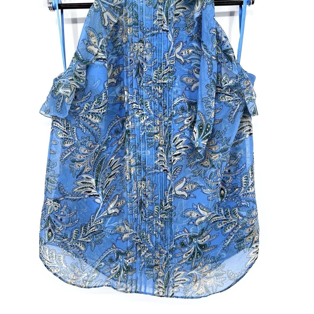 Veronica Beard Blue Silk Floral Dali Top Size 6 Ruffle Boho Chic Feminine - Picture 8 of 14